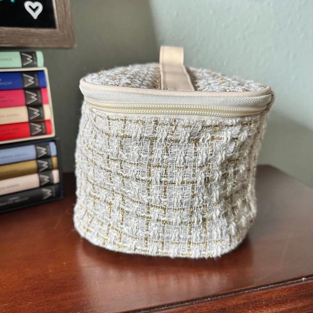 Tweed Cosmetic Bag in Plaid Pattern - NWOT